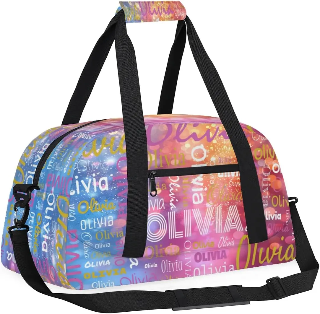 Custom Initial Sport Bags, Personalized Name Dance Gym Duffel Bags Personalized Gifts Custom Travel Weekender Bag Monogrammed, Dark Pink Gradient