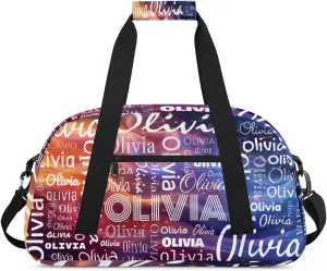 Custom Initial Sport Bags, Personalized Name Dance Gym Duffel Bags Personalized Gifts Custom Travel Weekender Bag Monogrammed, Red Gradient