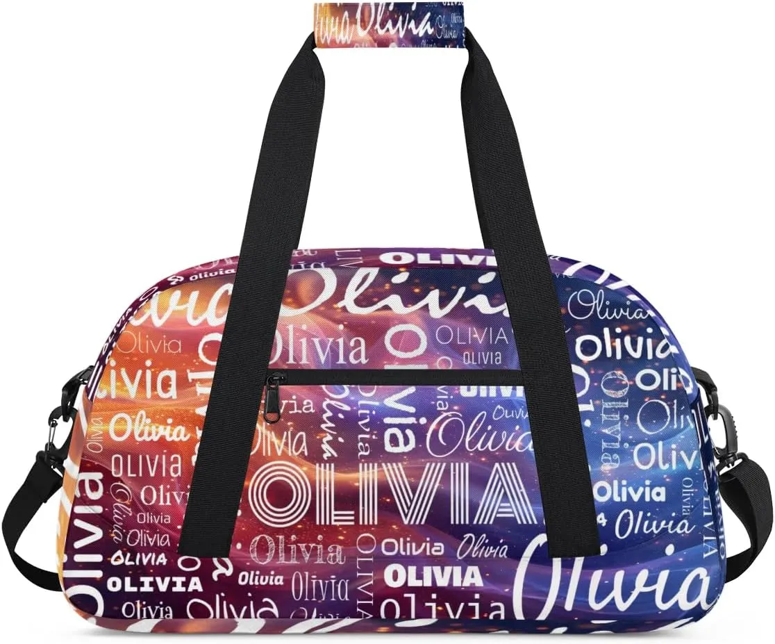 Custom Initial Sport Bags, Personalized Name Dance Gym Duffel Bags Personalized Gifts Custom Travel Weekender Bag Monogrammed, Red Gradient
