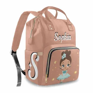 Custom Name Diaper Bag Backpack for Baby Girls, Personalized Girl Flesh Pink Mommy Bags Baby Girl Boy Monogrammed Diaper Bags, Waterproof Nappy Travel Daypack for Dad Mom Gifts