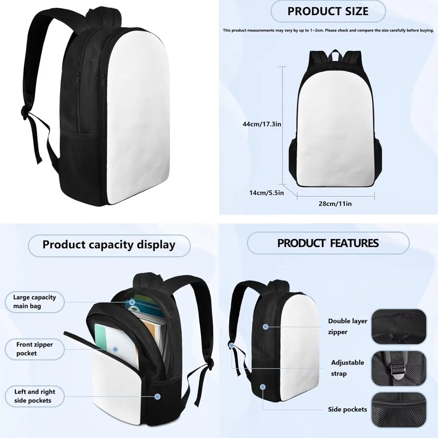 Custom Picture Name Backpack with Lunch Box for Women Multi-Pockets Adjustable Straps Crossbody School Bag Waterproof and Oil Proof Nursing School Bag for Work Outdoor Travel