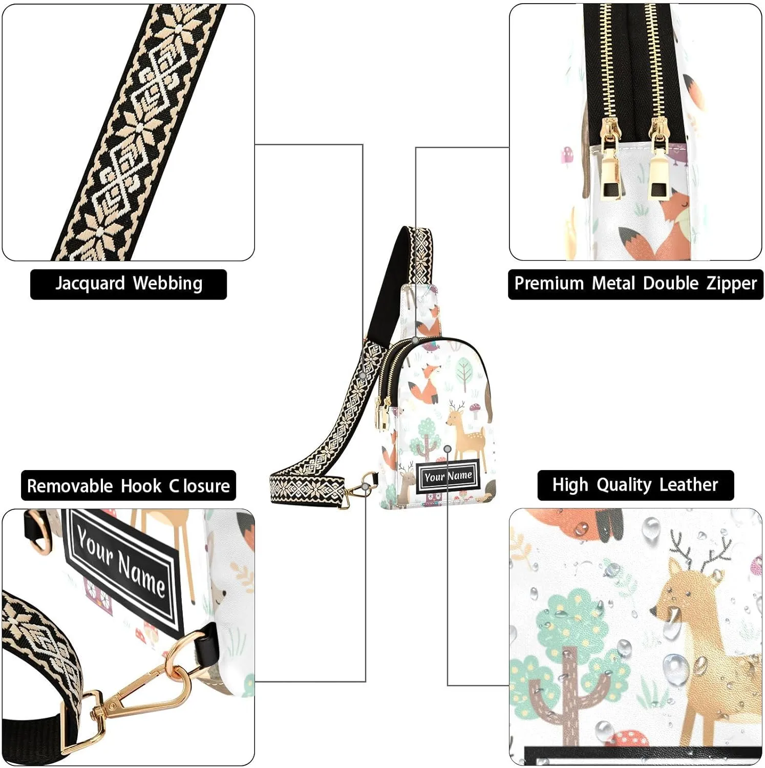 Custom Sling Bag for Women Cute Personalized Leather Crossbody Shoulder Bags Chest Bag