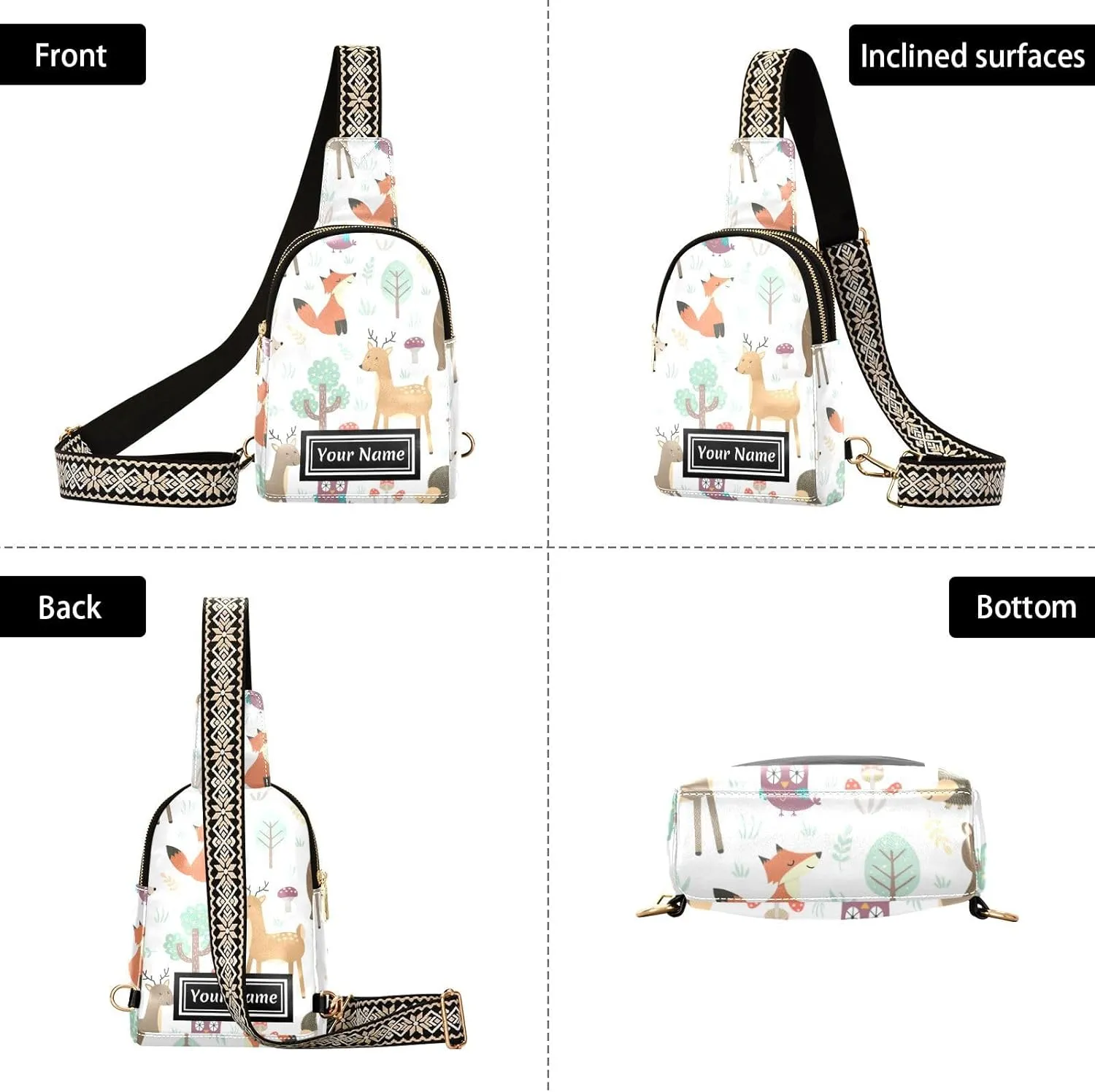 Custom Sling Bag for Women Cute Personalized Leather Crossbody Shoulder Bags Chest Bag
