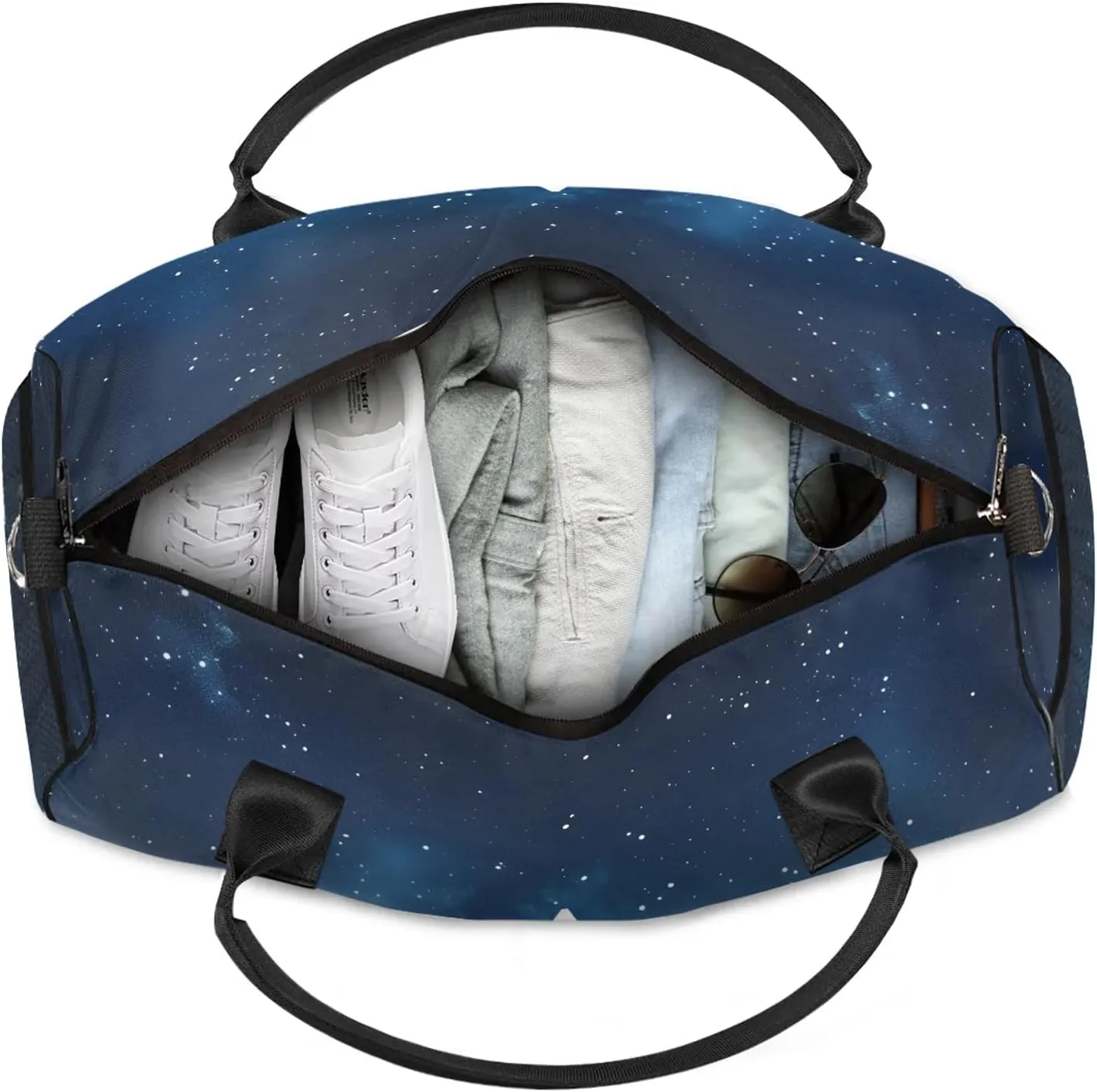 Custom Sports Duffel Bag Personalized Name Dance Gym Bag for Women Men Overnight Weekender Travel Duffel Bags Lightweight 17.4in, Galaxy Star Outer Space