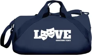 Custom Text Drama Love Duffel Bag: Barrel Duffel Bag