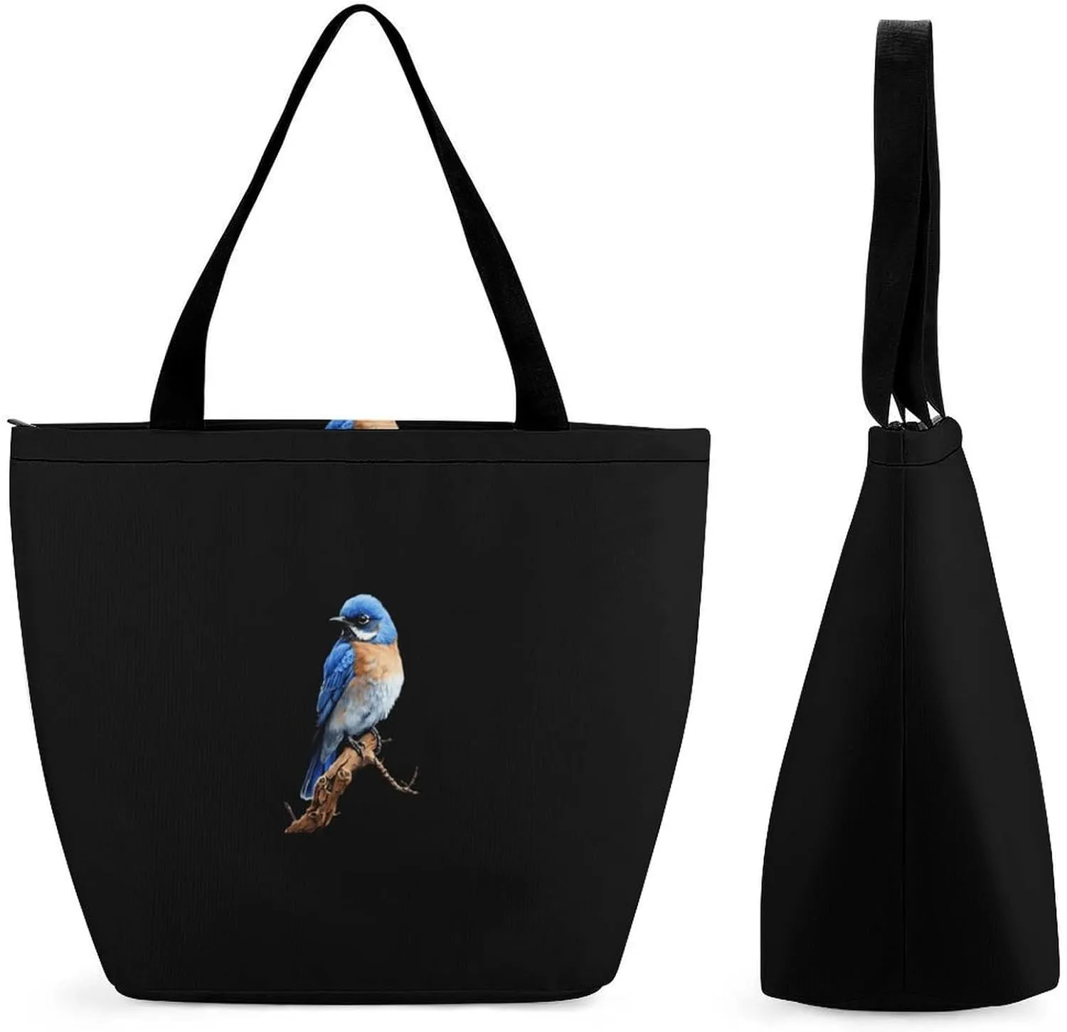 Cute Bird Blue Jay Women's Reusable Shopping Bags Foldable Tote Bag Lightweight Handbag for Work Travel