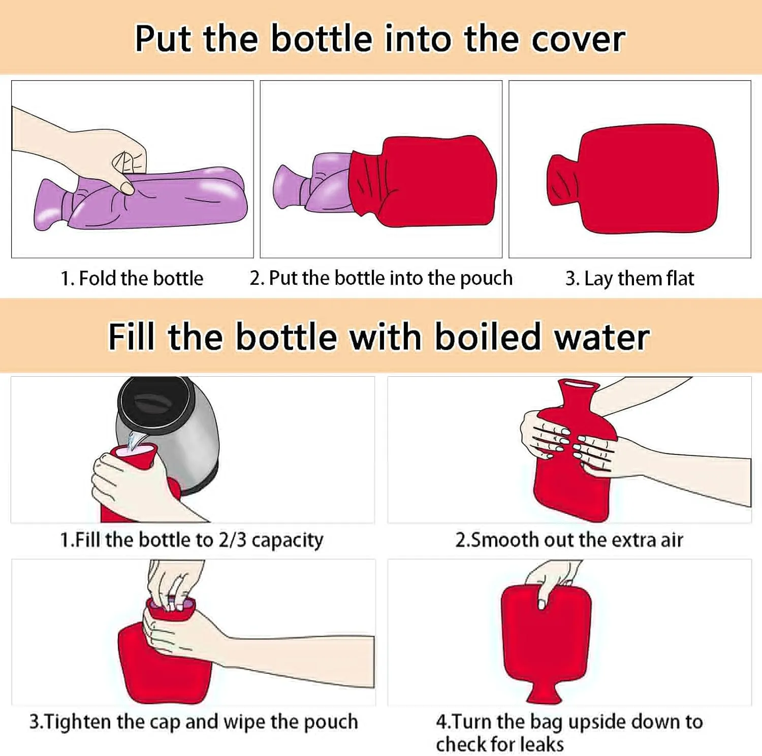 Cute Fox Teal Hot Water Bottle Bag with Cover 1L Winter Hot Water Bag Portable Hot Water Bottle for Menstrual Cramps, Neck, Shoulder, Back Pain Relief