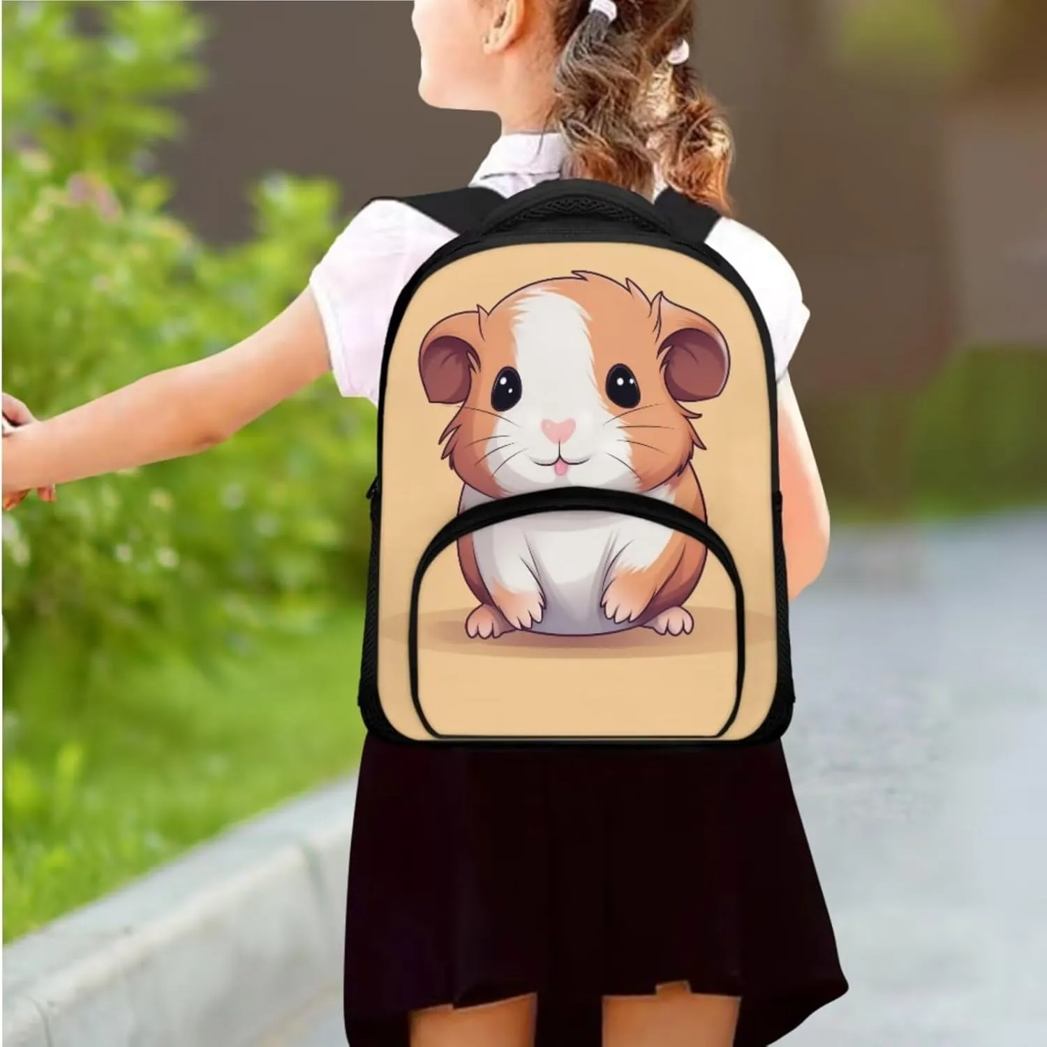 Cute Hamster Backpack with Lunch Box for Girls Casual Portable Crossbody School Bag for Girl Lightweight Adjustable Straps BookBag for Travel Hiking Shopping Work
