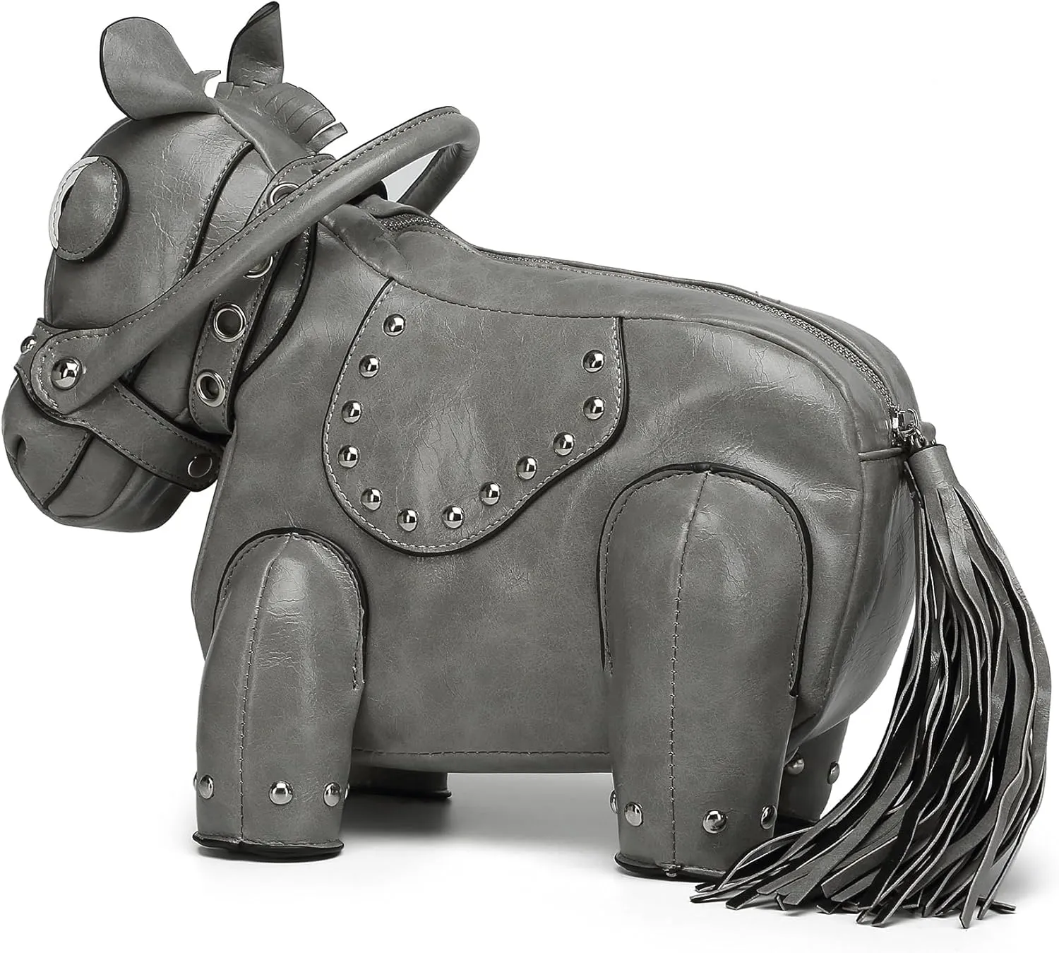 Cute Horse Shape Crossbody Bag Funny Purse Women Men Cartoon Animal Shoulder Bag Unique PVC Ladies Clutch Rivet Handbags