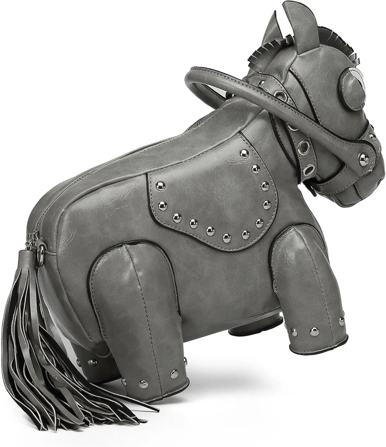Cute Horse Shape Crossbody Bag Funny Purse Women Men Cartoon Animal Shoulder Bag Unique PVC Ladies Clutch Rivet Handbags