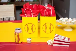 Daisy Lane Softball Gift Bag with Handles, Team Party Supplies, Paper Goodie Goody Treat Tote, 12 pieces