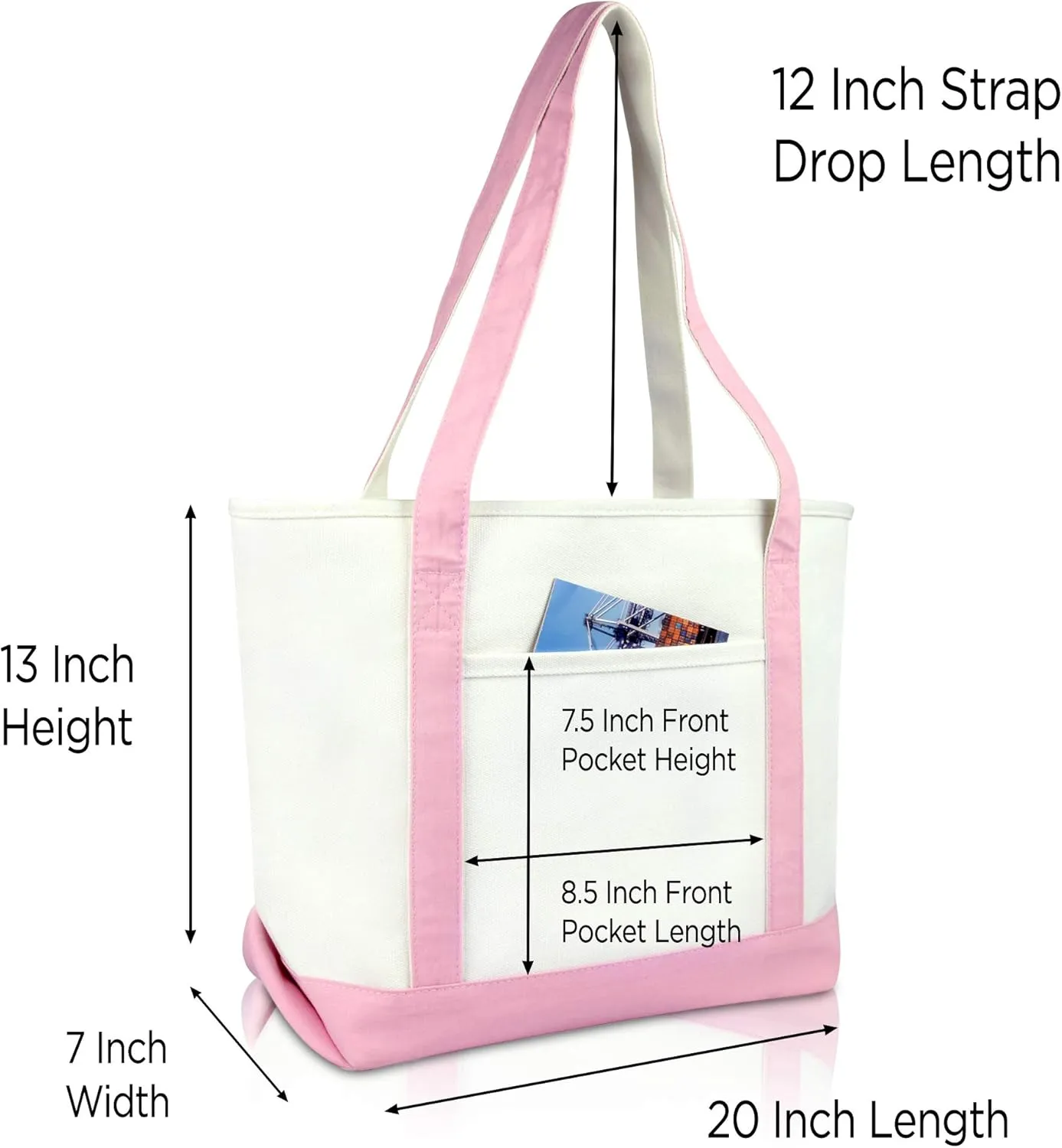 DALIX 20" K-Initial Tote Bag Monogrammed Cotton Canvas in Pink