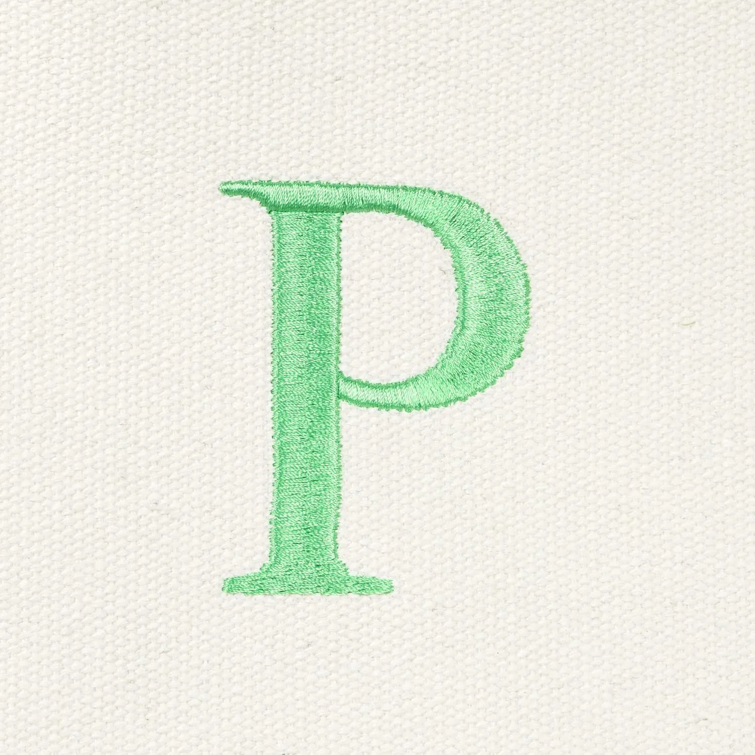 DALIX 20" P-Initial Tote Bag Monogrammed Cotton Canvas in Mint Green
