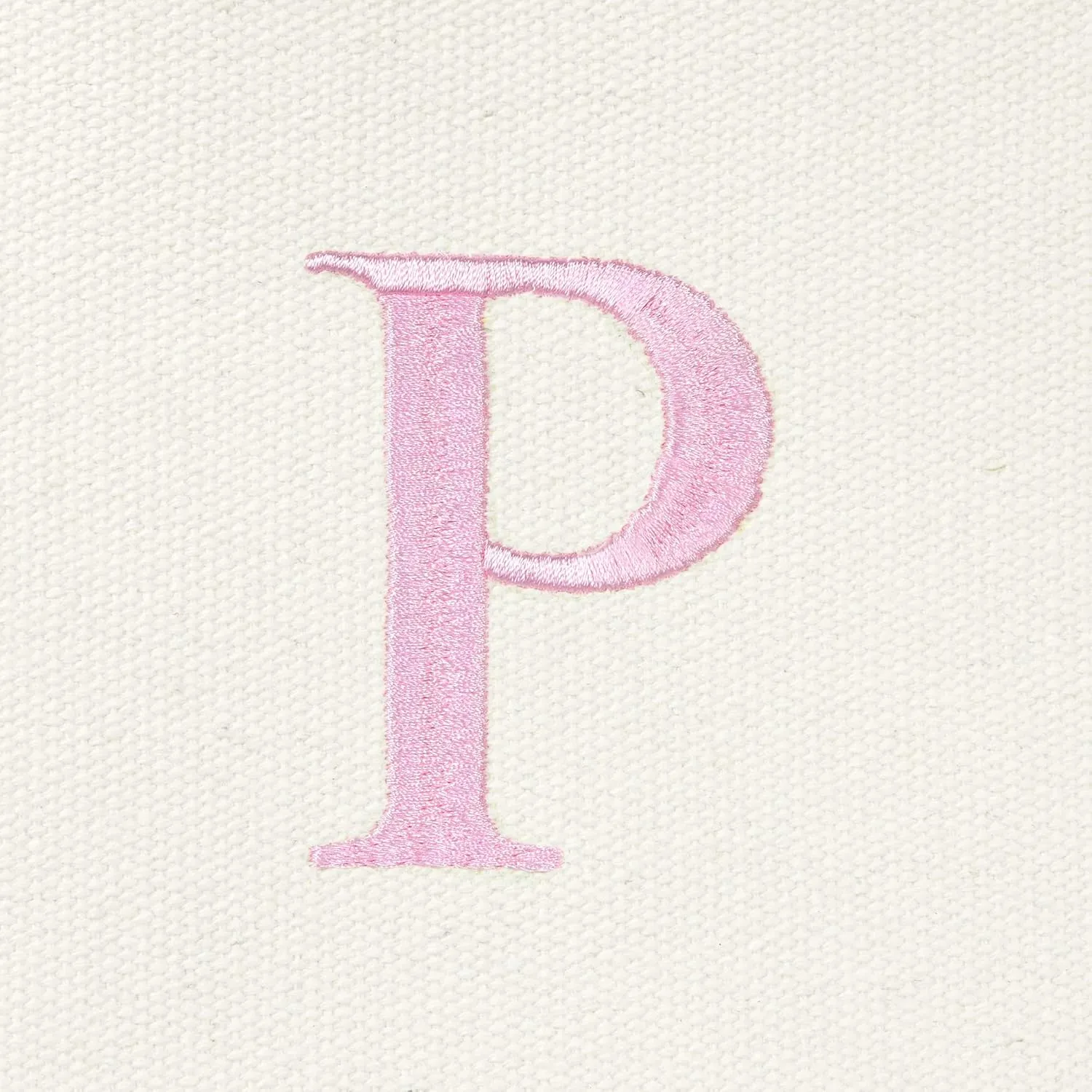 DALIX 20" P-Initial Tote Bag Monogrammed Cotton Canvas in Pink