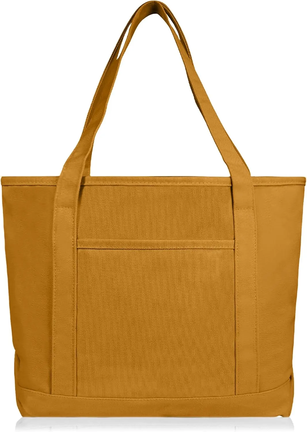 DALIX 20" Solid Color Cotton Canvas Shopping Tote Bag in Butterscotch