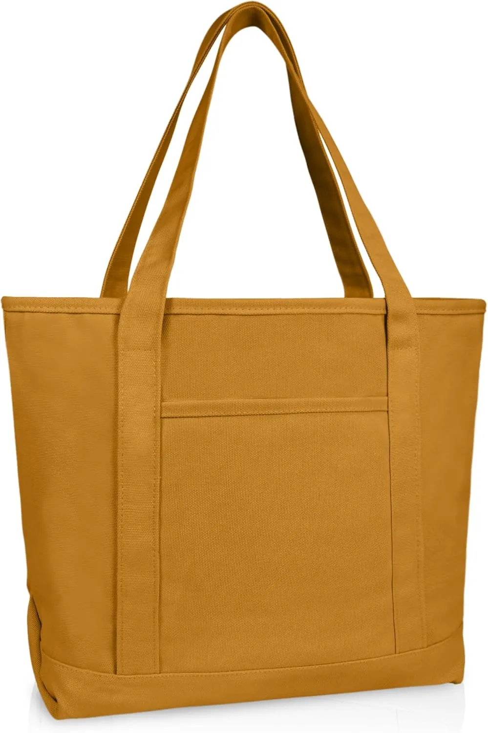DALIX 20" Solid Color Cotton Canvas Shopping Tote Bag in Butterscotch