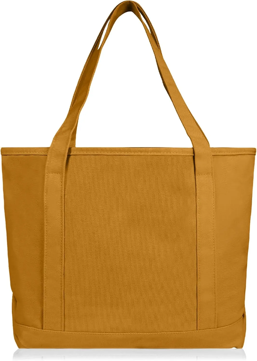 DALIX 20" Solid Color Cotton Canvas Shopping Tote Bag in Butterscotch