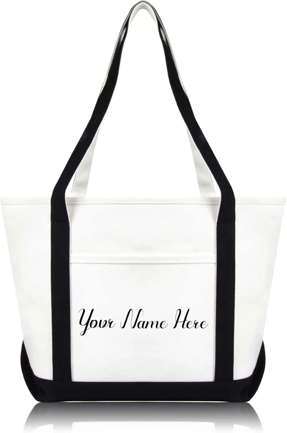 DALIX Black Monogram Tote Bag Personalized Name (1 to 9 Letters)