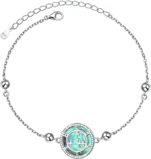 DAOCHONG Sigil of Lilith Abalone Shell Bead Chain Bracelet, 925 Sterling Silver, 7 2 inches