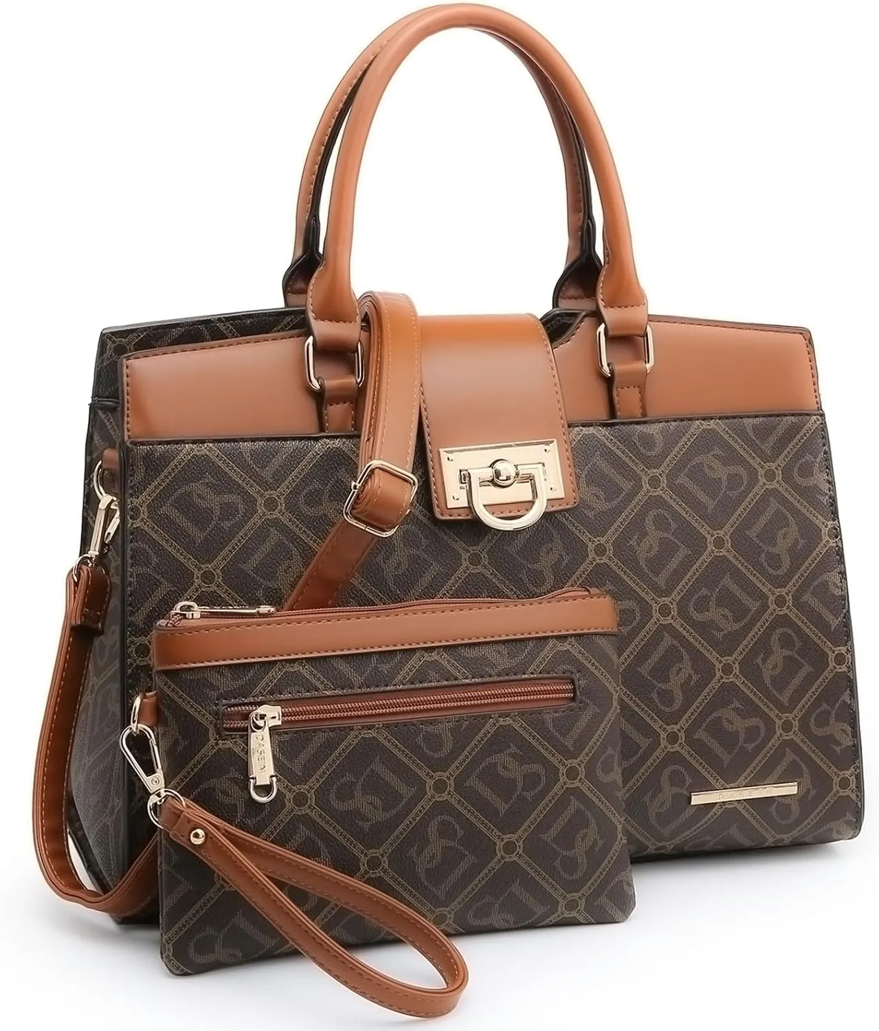 Dasein Handbags for Women Purses Monogram Satchel Purse Large Tote Ladies Handbag Shoulder Bags Top Handle Work Bag 2pcs Set