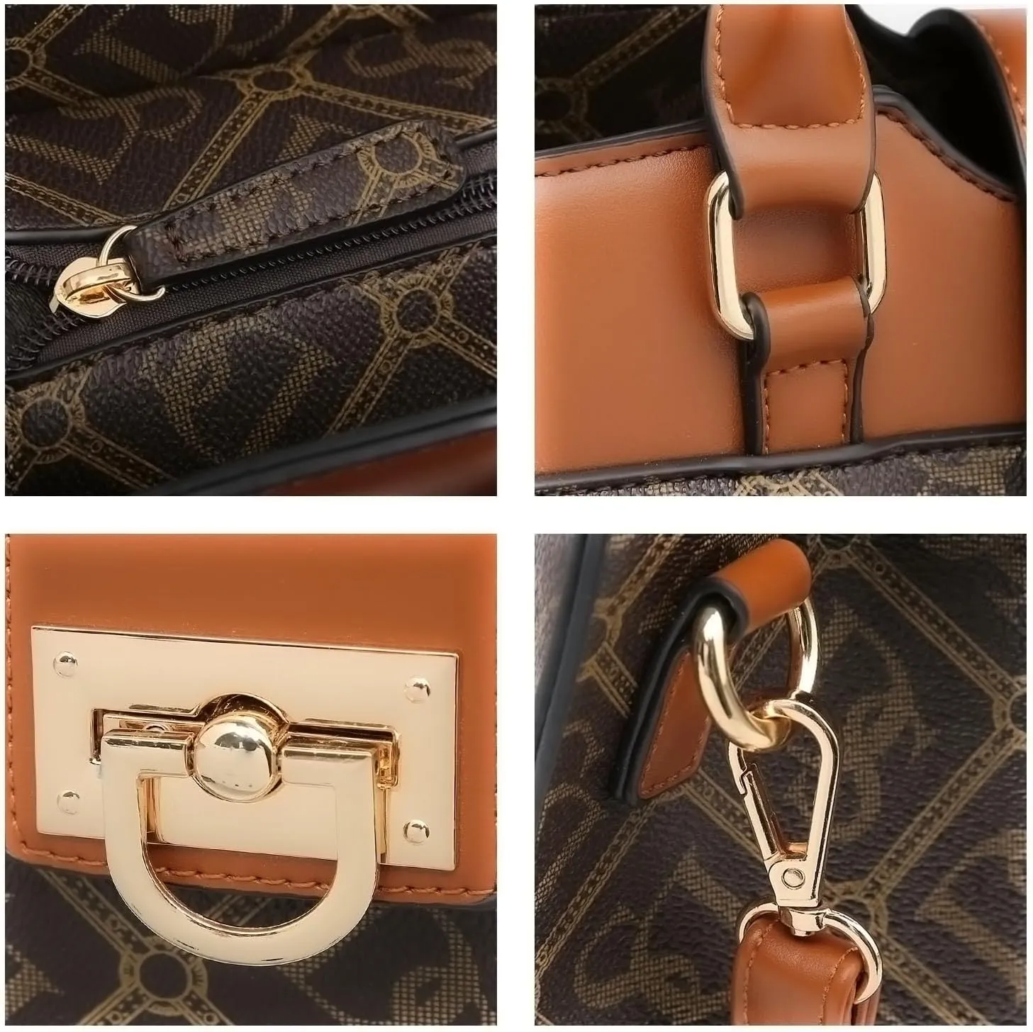 Dasein Handbags for Women Purses Monogram Satchel Purse Large Tote Ladies Handbag Shoulder Bags Top Handle Work Bag 2pcs Set