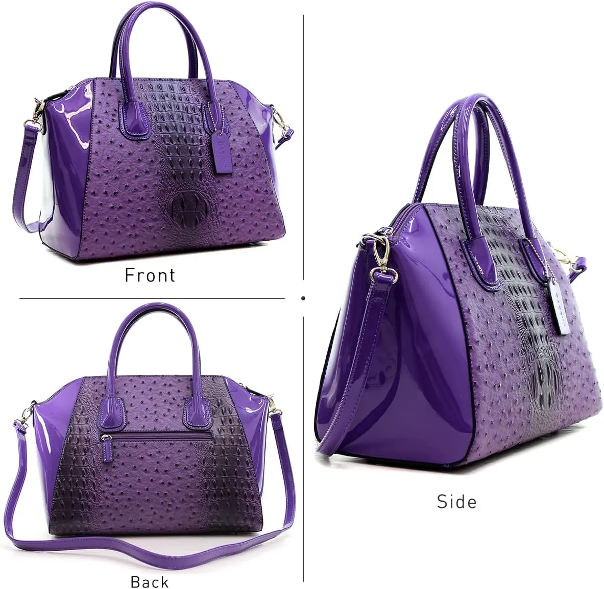 Dasein Pattern Faux Leather Satchel bag Women Shoulder bag with Removable Strap