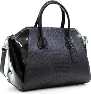 Dasein Pattern Faux Leather Satchel bag Women Shoulder bag with Removable Strap