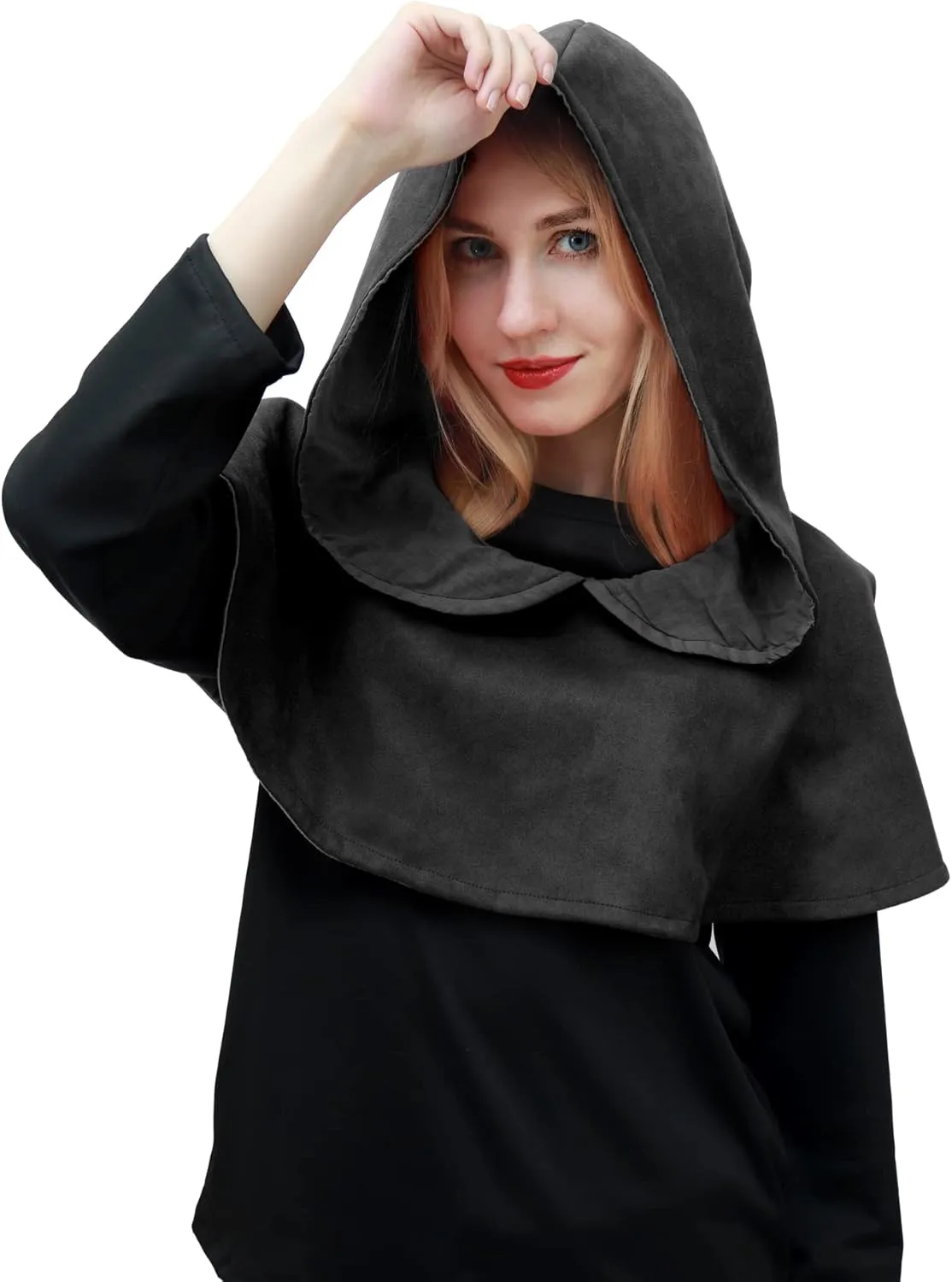 DAZCOS Multicolor Medieval Cowl Hat Sturdy Faux Suede Pagan Cosplay Accessory for Christmas Halloween