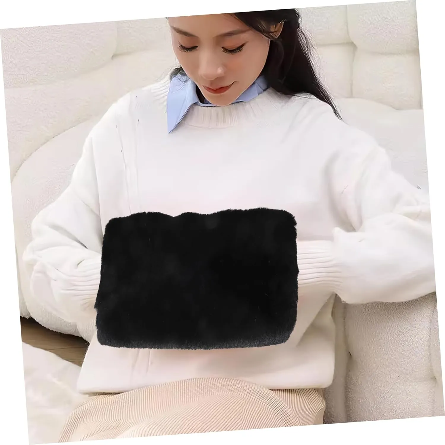 Delicate Faux Fur Hand Warmer Muff Stylish Winter Accessory Portable Cushion for Cold Weather for Women