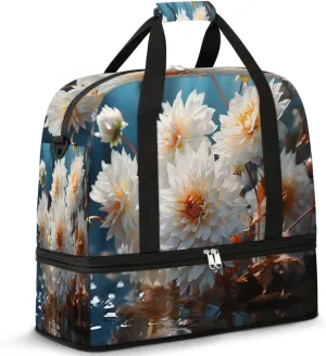 Delicate Flora Beauty Print Travel Duffle Bag, Collapsible Travel Bag Sports Gym Bag With Shoes Compartment Weekender Bag Overnight Bag For Women Men