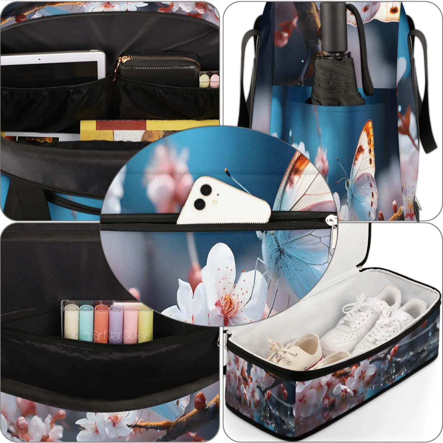 Delicate Flora Beauty Prints Travel Duffle Bag, Collapsible Travel Bag Sports Gym Bag With Shoes Compartment Weekender Bag Overnight Bag For Women Men