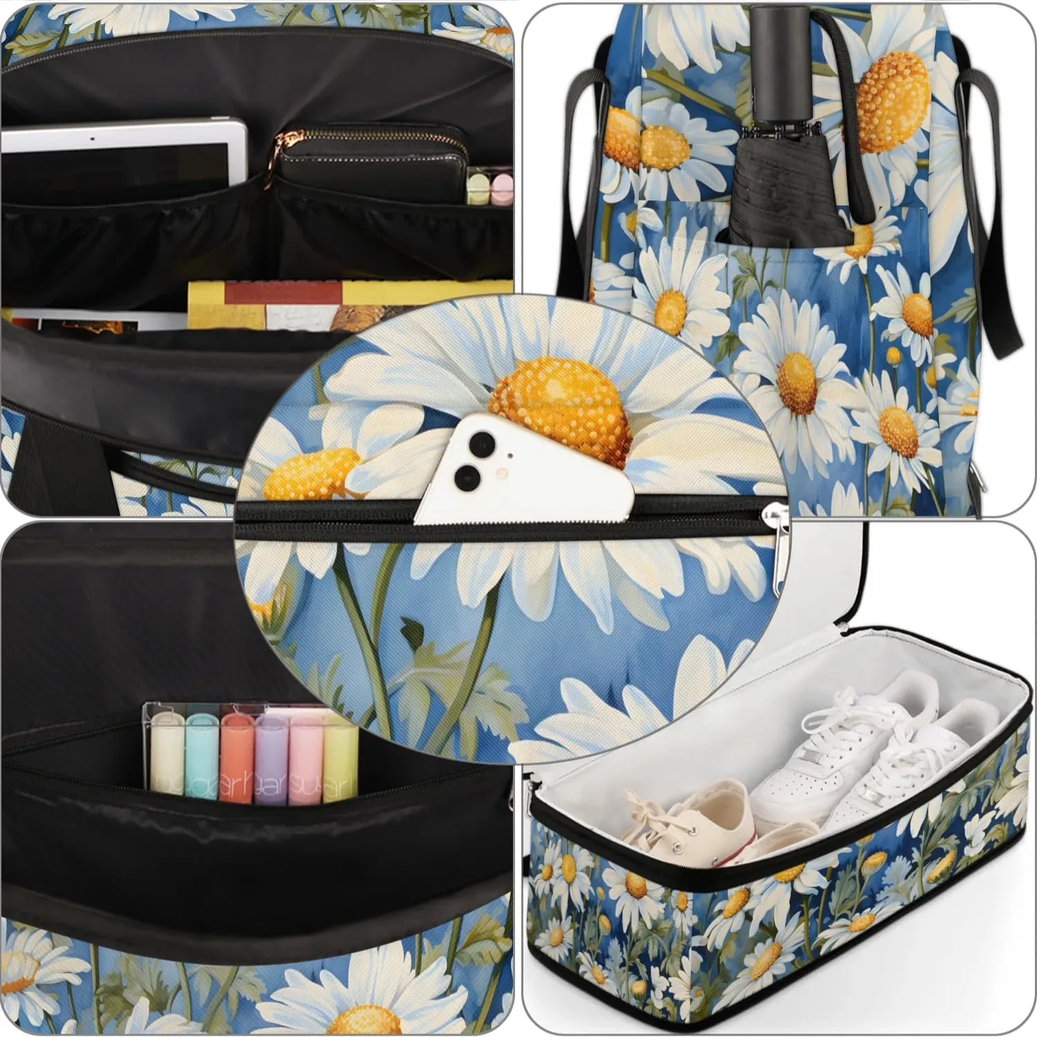 Delicate Retro Flora Pattern Travel Duffle Bag, Collapsible Travel Bag Sports Gym Bag With Shoes Compartment Weekender Bag Overnight Bag For Women Men