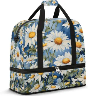 Delicate Retro Flora Pattern Travel Duffle Bag, Collapsible Travel Bag Sports Gym Bag With Shoes Compartment Weekender Bag Overnight Bag For Women Men