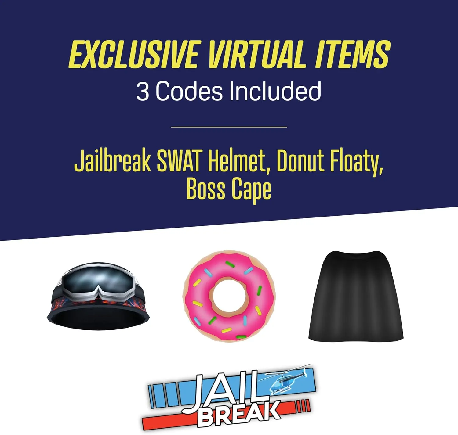DevSeries Jailbreak Collector Bundle - Three Exclusive Virtual Item Codes with Boss Pass Gamer Plush, SWAT Pass Gamer Squooshems, and Mr. Donut Hanger