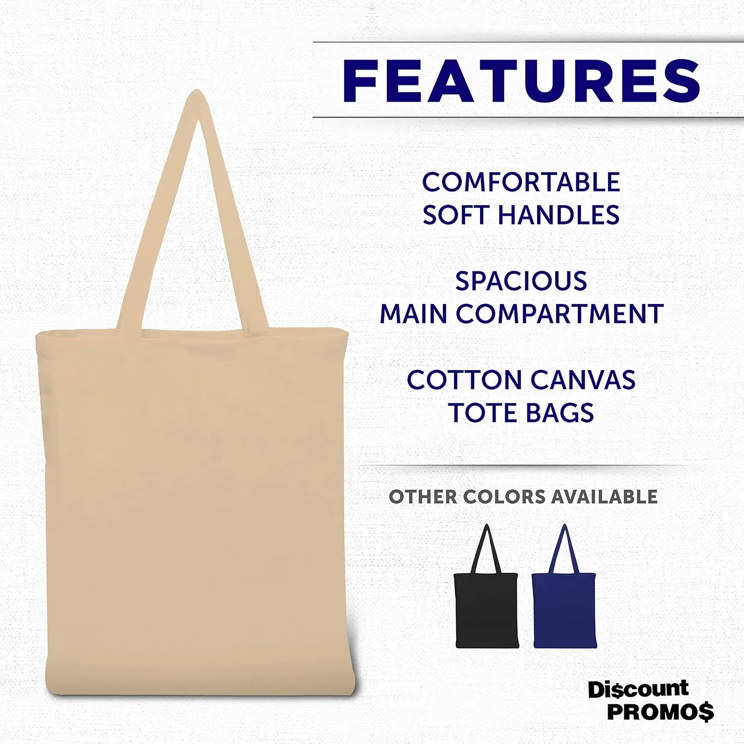 DISCOUNT PROMOS Cotton Canvas Tote Bags Set of 10, Bulk Pack - Reusable, Great for Shopping, Grocery, Beach, Picnic, Wedding Favors - Natural