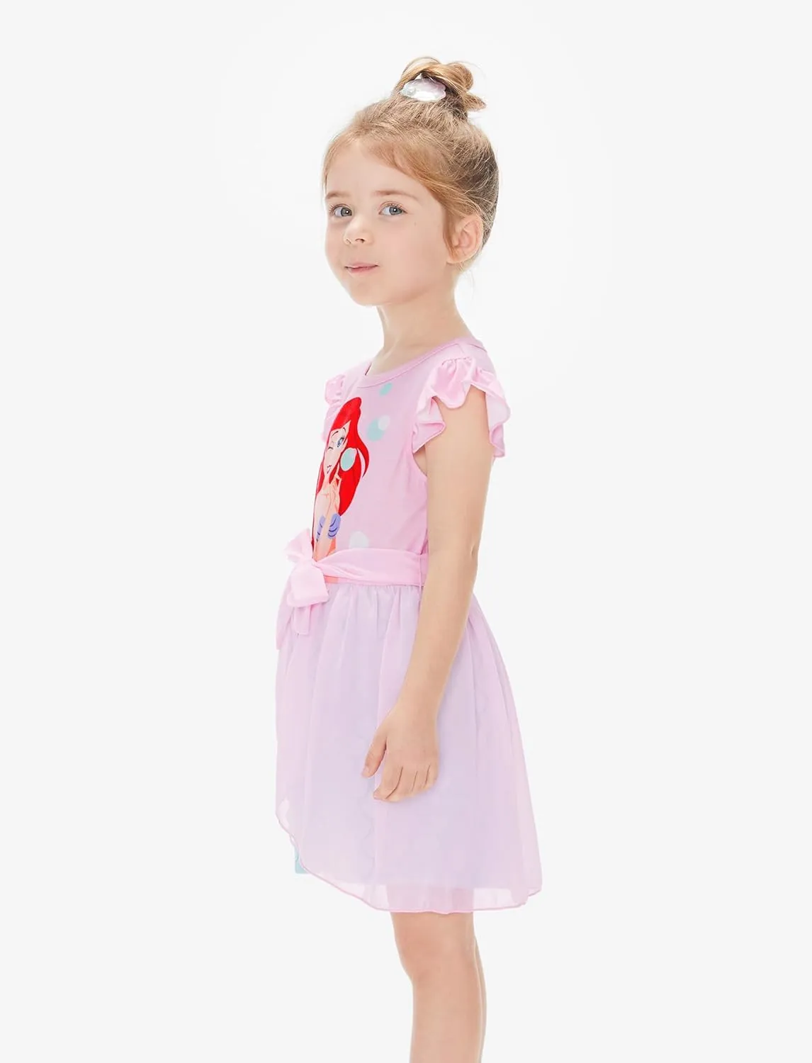 Disney Frozen Elsa Princess Ariel Minnie Mouse Toddler Girl Romper With Tulle Skirt Overlay Birthday Summer Jumpsuit 2-8Years