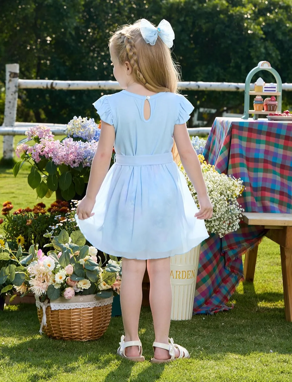 Disney Frozen Elsa Princess Ariel Minnie Mouse Toddler Girl Romper With Tulle Skirt Overlay Birthday Summer Jumpsuit 2-8Years