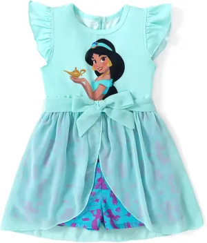 Disney Frozen Elsa Princess Ariel Minnie Mouse Toddler Girl Romper With Tulle Skirt Overlay Birthday Summer Jumpsuit 2-8Years