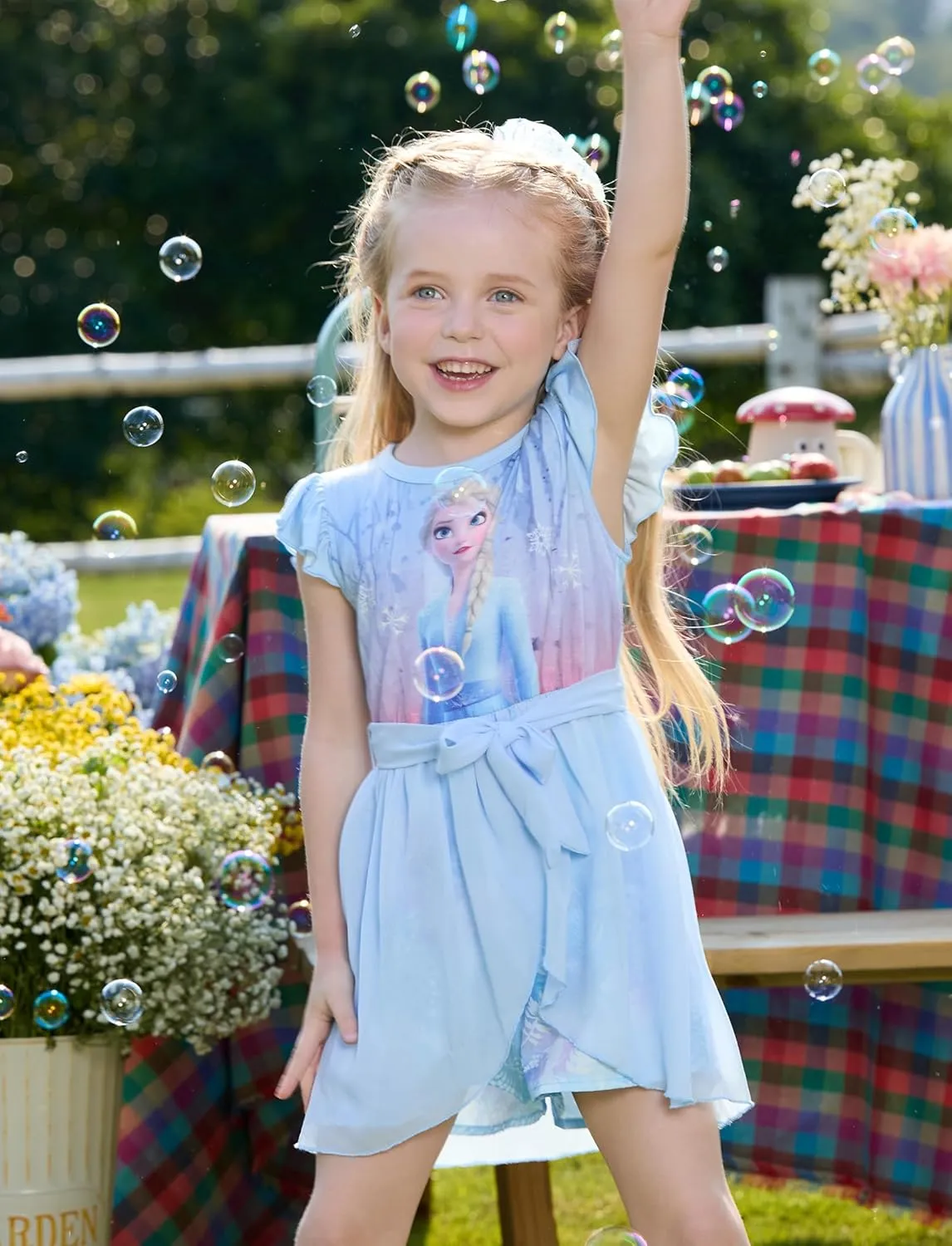 Disney Frozen Elsa Princess Ariel Minnie Mouse Toddler Girl Romper With Tulle Skirt Overlay Birthday Summer Jumpsuit 2-8Years