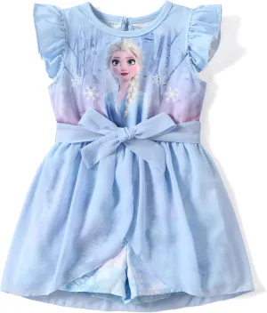 Disney Frozen Elsa Princess Ariel Minnie Mouse Toddler Girl Romper With Tulle Skirt Overlay Birthday Summer Jumpsuit 2-8Years