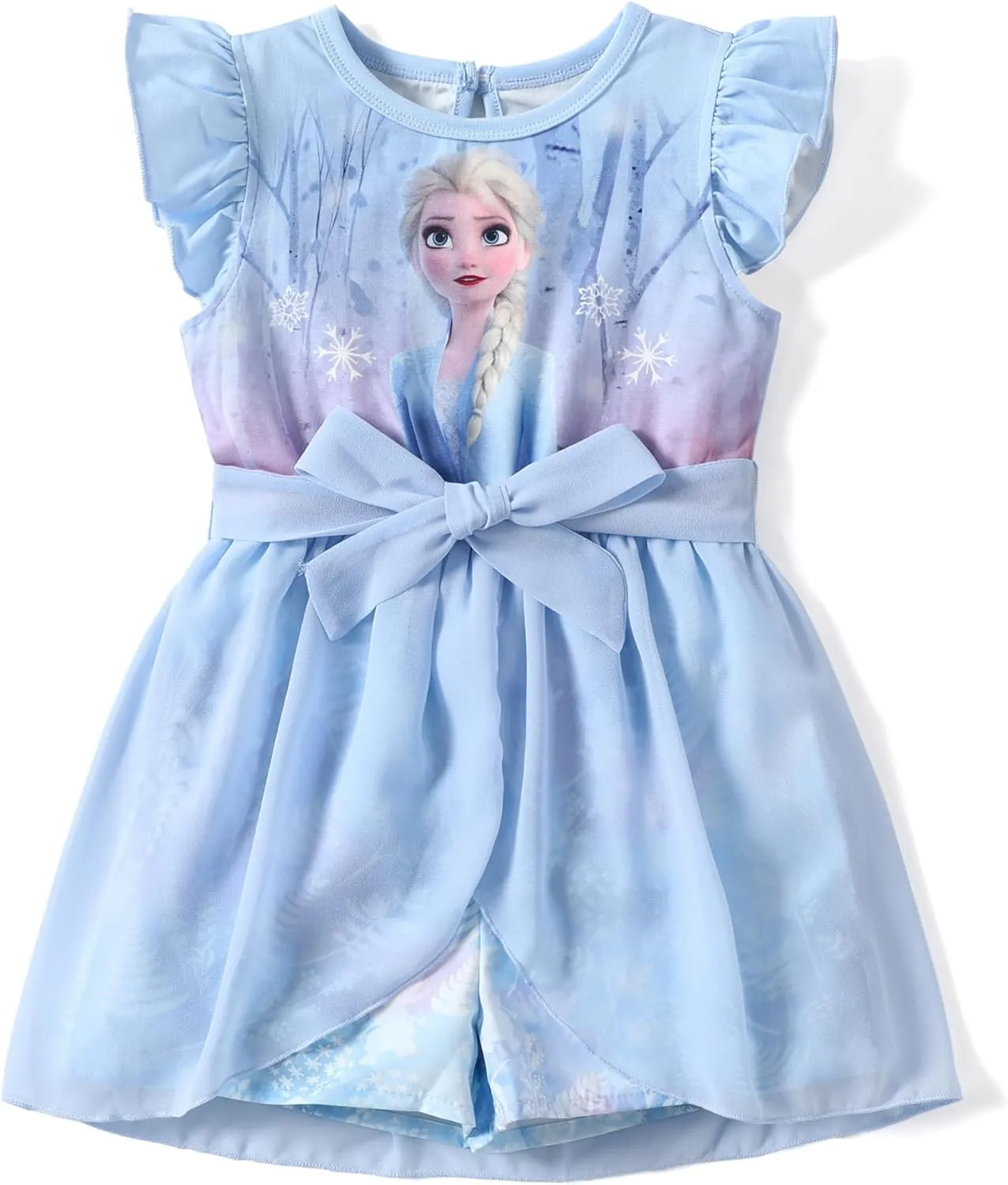 Disney Frozen Elsa Princess Ariel Minnie Mouse Toddler Girl Romper With Tulle Skirt Overlay Birthday Summer Jumpsuit 2-8Years