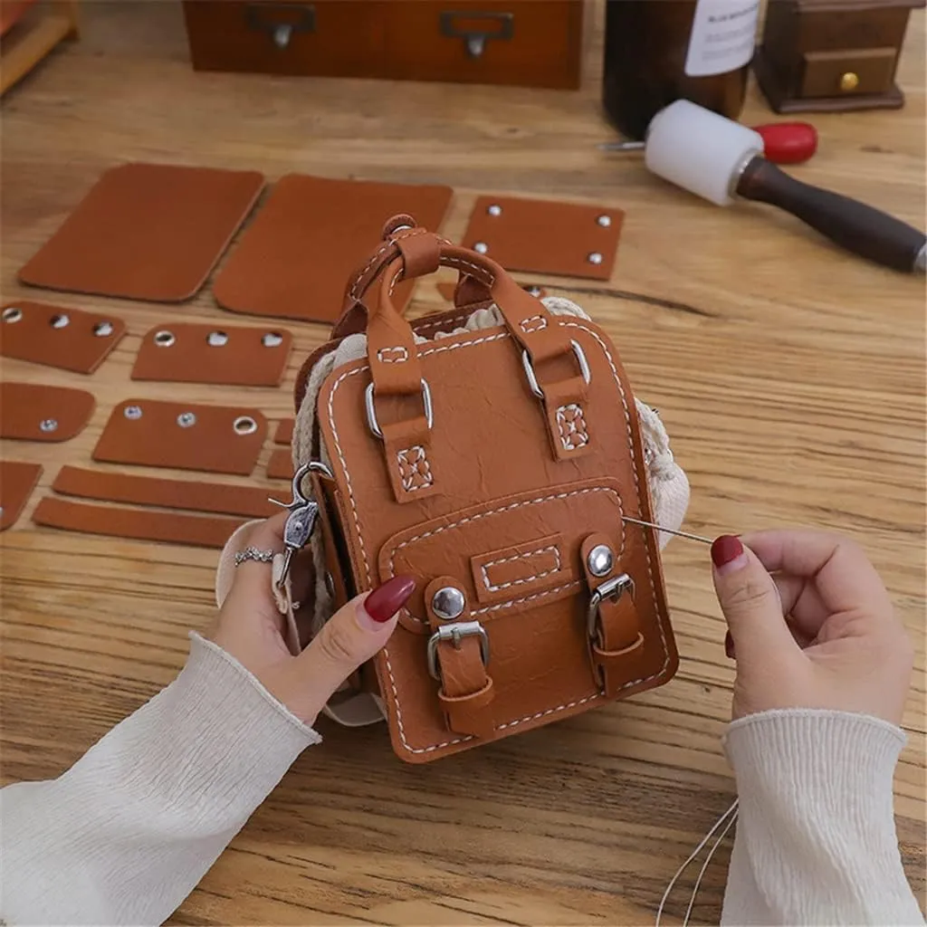 DIY Handmade Messenger Bag Set Hand Stitching Sew Handle Shoulder Strap Woven Bag Material for Women