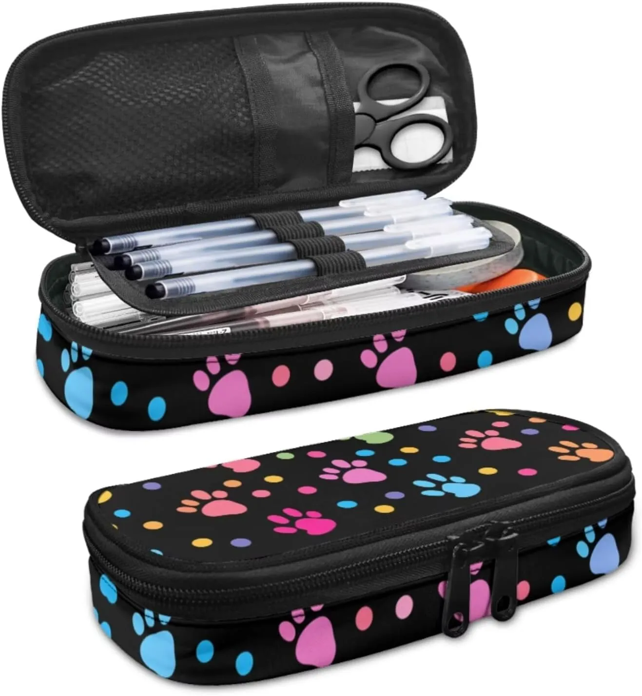 Dog Paw Print Backpack with Lunch Bag for Girls Teens 5th to 8th Grade Leakproof Backpack Lunch Bag for Kids Fashion Shoulder Bag Mini Pencil Case for Secondary Schools