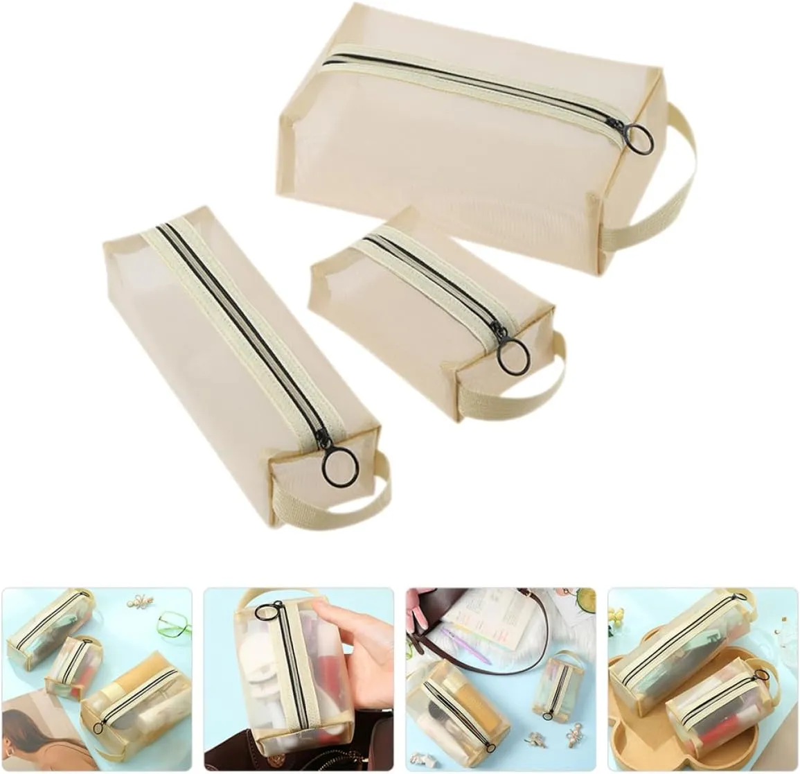 DOITOOL 5 Sets Travel Makeup Bag Large Capacity Cosmetic Travel Bag Girls Makeup Pouch Portable Toiletry for Women Key Ring