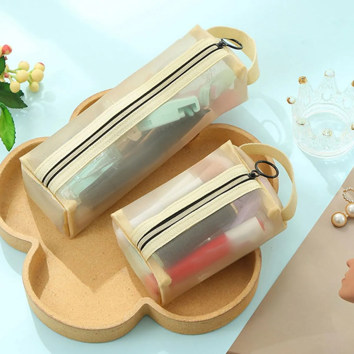 DOITOOL 5 Sets Travel Makeup Bag Large Capacity Cosmetic Travel Bag Girls Makeup Pouch Portable Toiletry for Women Key Ring