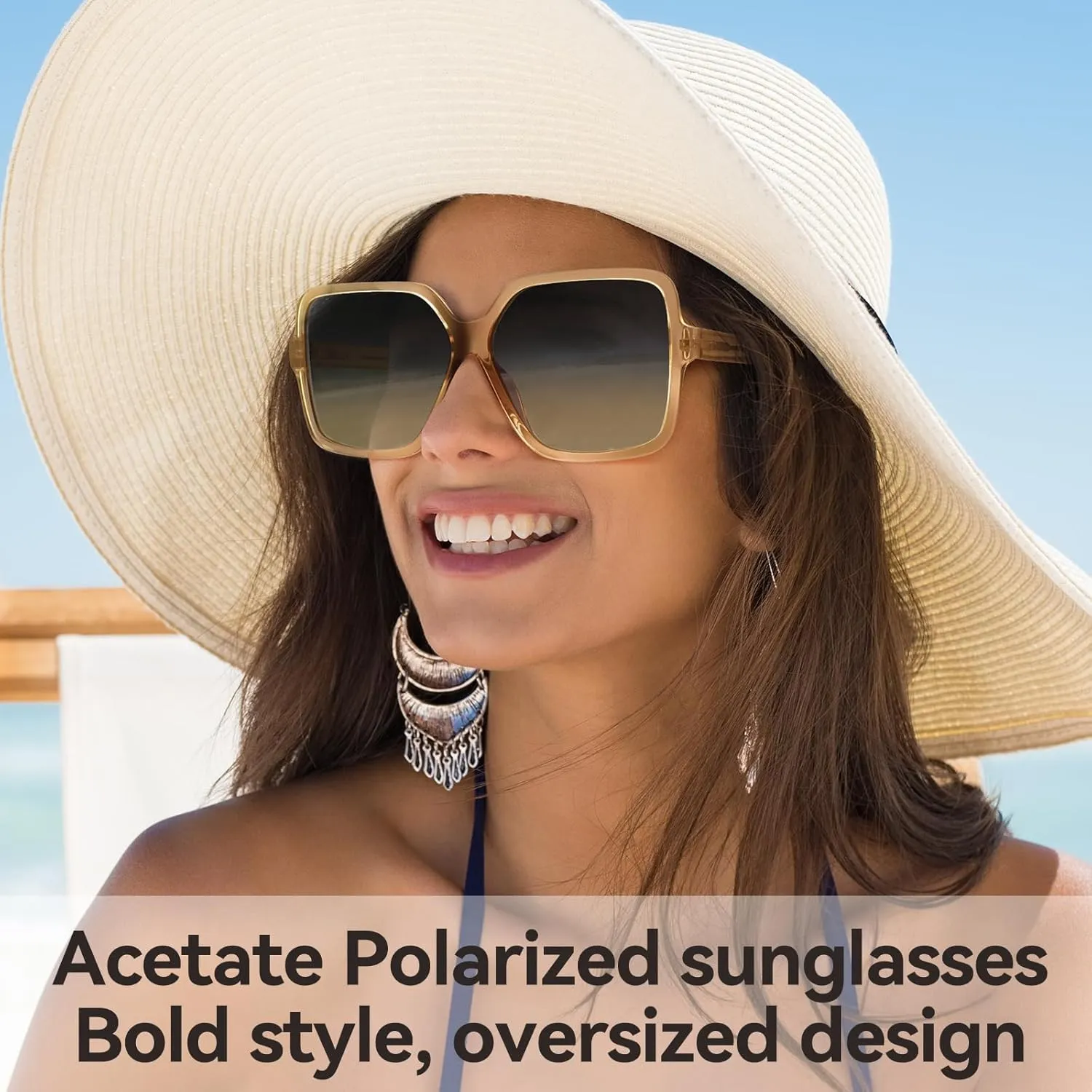 Dollger Oversized Square Sunglasses for Women Big Large Wide Fashion Shades for Men UV Protection Unisex
