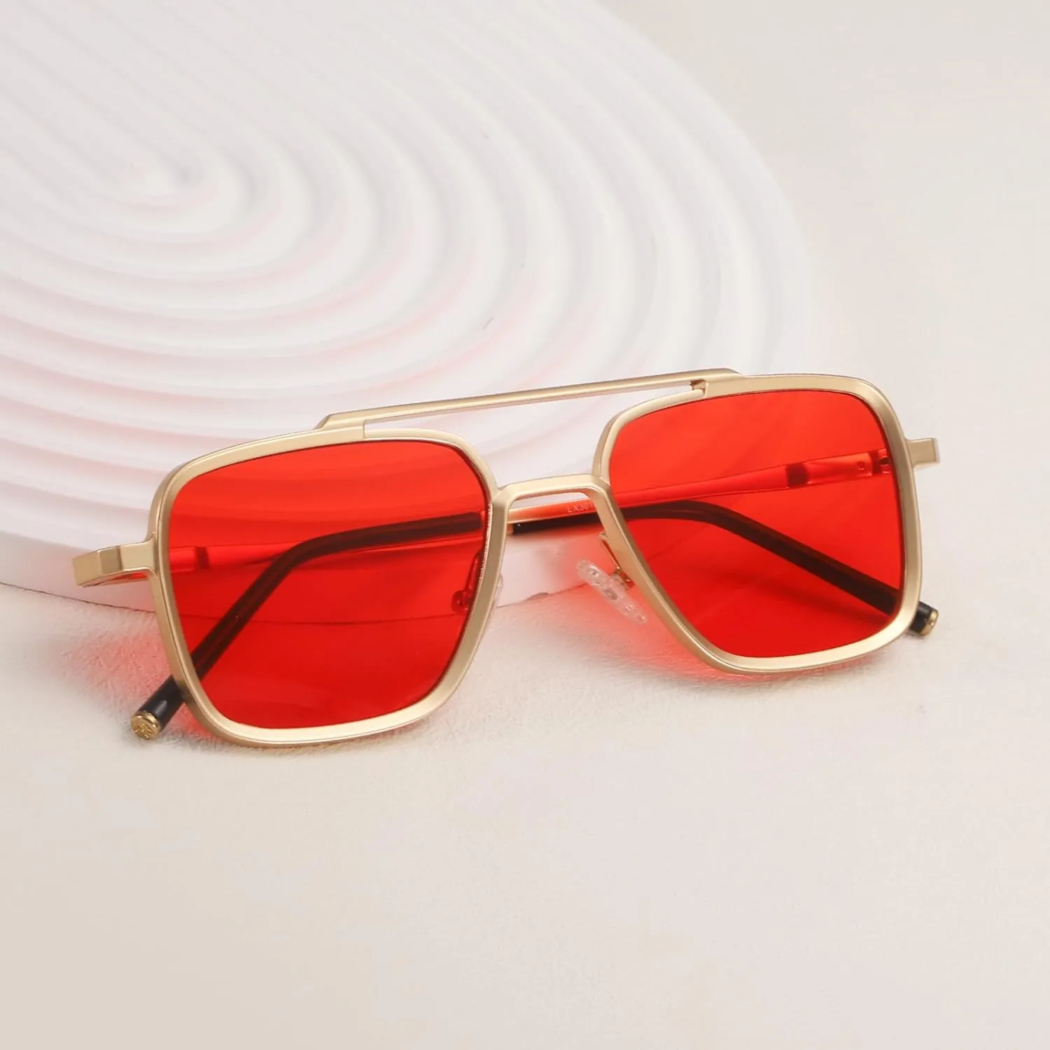 Dollger Sunglasses Men's Square Aviator Spring Hinge Metal Frame Women's Sunglasses Comfortable Punk Sunglasses Men's