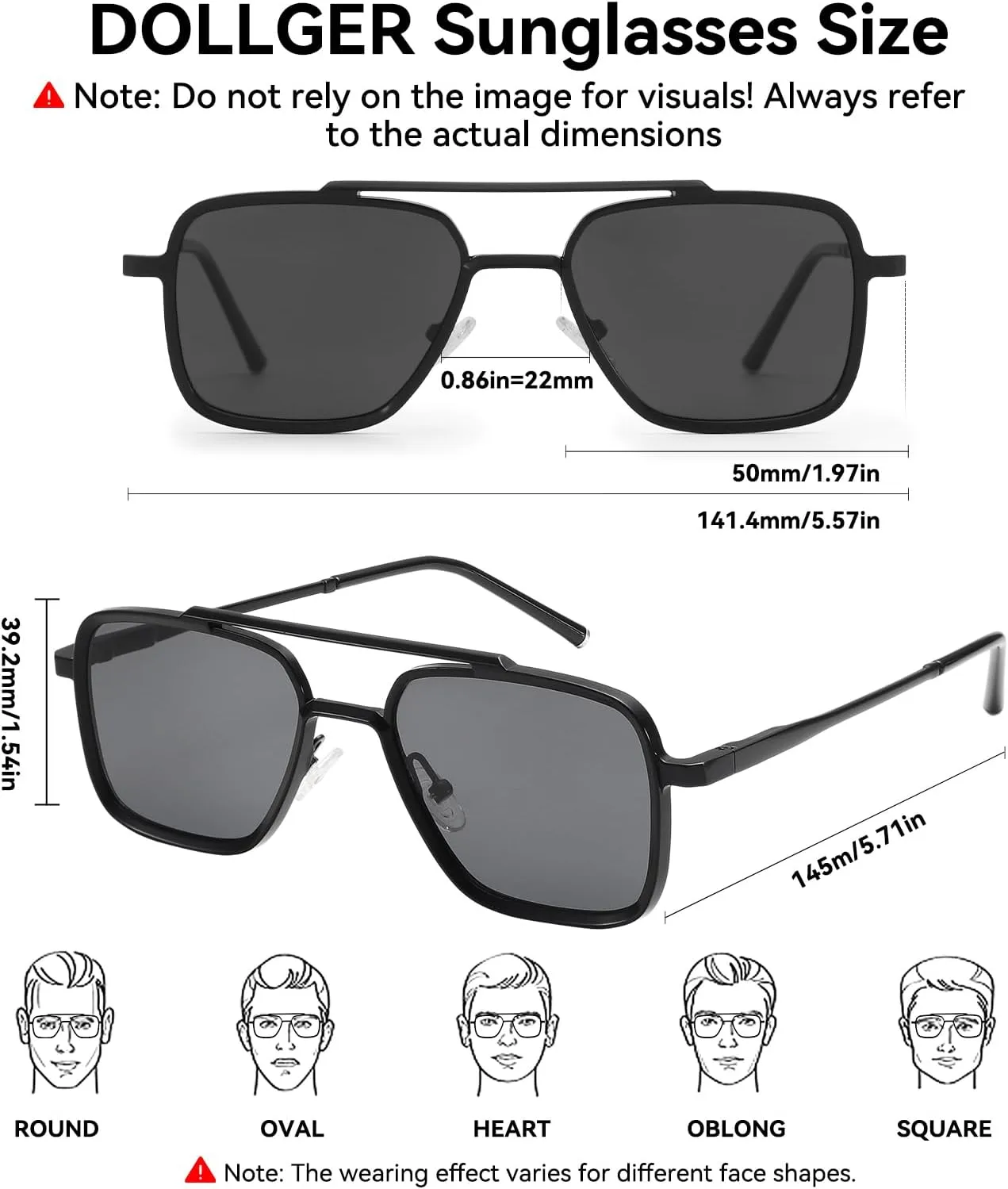 Dollger Sunglasses Men's Square Aviator Spring Hinge Metal Frame Women's Sunglasses Comfortable Punk Sunglasses Men's