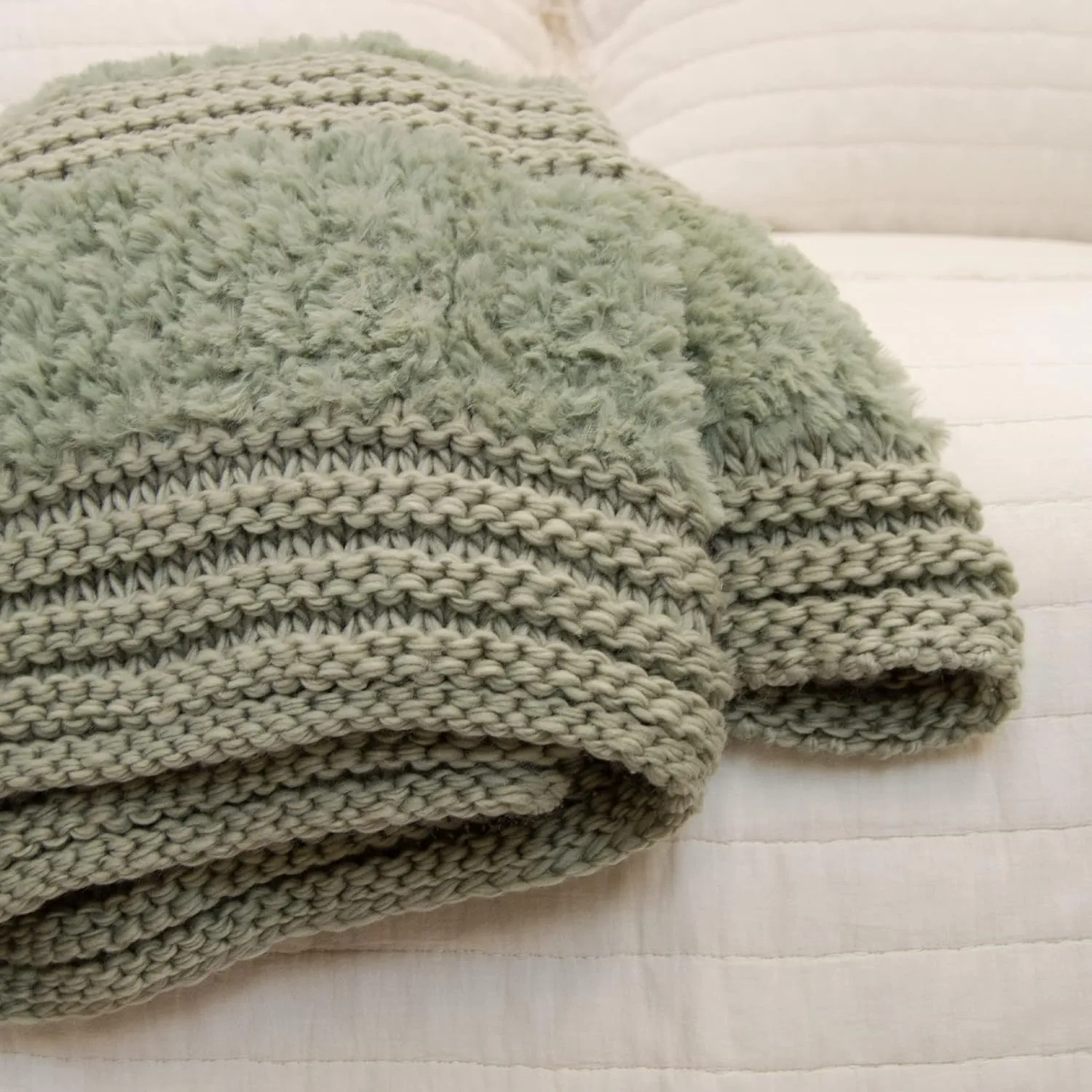 Donna Sharp Throw Blanket - Plush Knit Sage Contemporary Decorative Throw Blanket with Faux Fur Pattern