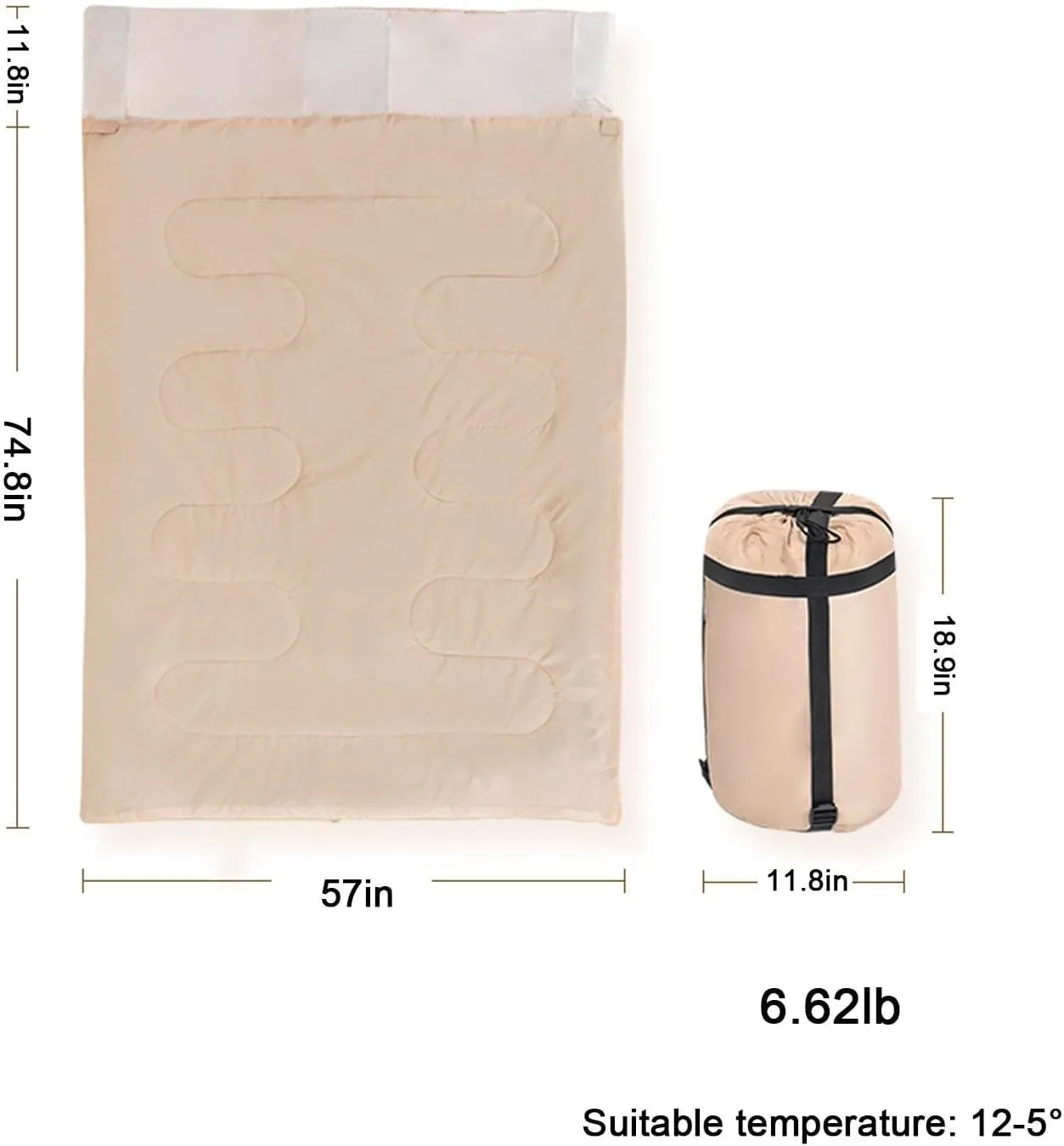 Double Sleeping Bag, Adult Outdoor Exposed Camp Tent Four -Seasons Common Sleeping Bag, Thickened Quilt Dual use